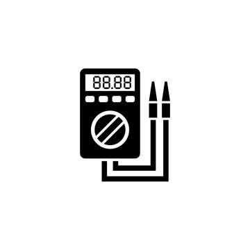 Digital Multimeter, Electric Voltmeter. Flat Vector Icon illustration. Simple black symbol on white background. Digital Multimeter Electric Voltmeter sign design template for web and mobile UI element