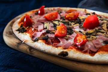 Pizza with Ham and Mushrooms