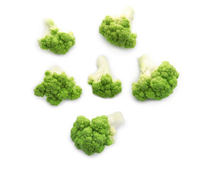 Green cauliflower on white background