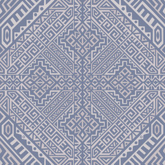 Simmetric seamless pattern in ethnic style. Tribal geometric ornament, perfect for textile design, site background, wrapping paper and other endless fill. Trendy boho tile.
