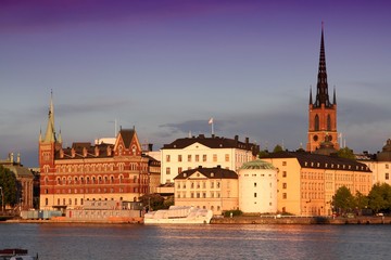 Fototapeta premium Stockholm city sunset