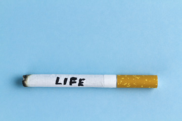 cigarettes on blue background