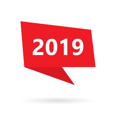 2019 year on a speach bubble- vector illustration
