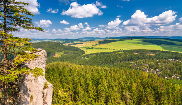 Landscape view from The Ostas table mountain. The national nature reserve Adrspach-Teplice Rocks, Czech republic, Europe.