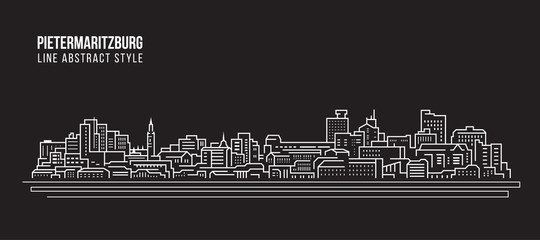 Cityscape Building Line art Vector Illustration design - Pietermaritzburg city