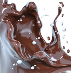 Splash chocolate isolated abstract 3d rendering