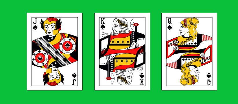 the illustration with the greek playing cards