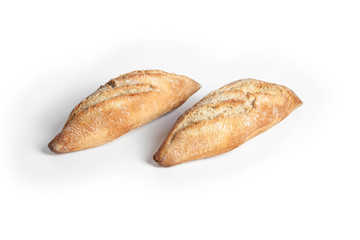 Small breads isolated on white background