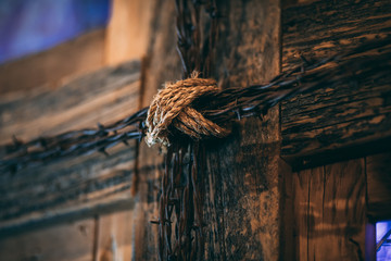 Christian Cross - Rope and Metal
