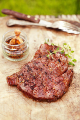beef steak with chipotle chilli flakes