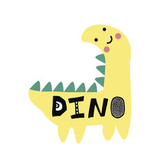 Dino interior poster for kids. Cartoon illustration.