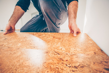 Hand connection cork flooring