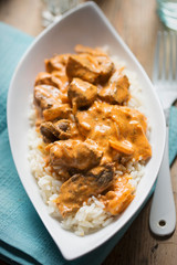 Beef stroganoff with rice 