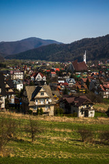 Fototapeta na wymiar Kroscienko on the Dunajec village, Pieniny, Poland