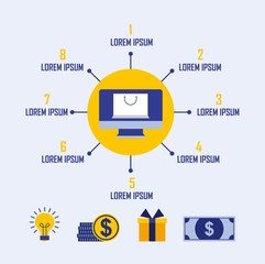 online shopping bag gift money idea infographic business