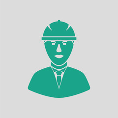 Icon of construction worker head in helmet