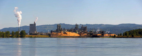 Paper Mill Along Columbia River Panorama