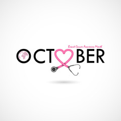 Breast Cancer October Awareness Month Campaign Background.Women health vector design.Breast cancer awareness logo design.Breast cancer awareness month icon.Realistic pink ribbon.Pink care logo.