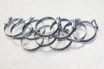 Metal hose clamps of different sizes