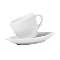 White coffee cup from a cup and saucer isolate on a white background