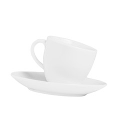 White coffee cup from a cup and saucer isolate on a white background