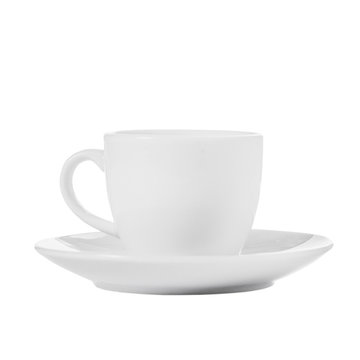 White coffee cup from a cup and saucer isolate on a white background