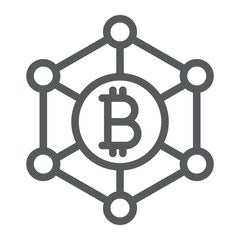 Bitcoin network line icon, money and finance, crypto network sign, vector graphics, a linear pattern on a white background, eps 10.