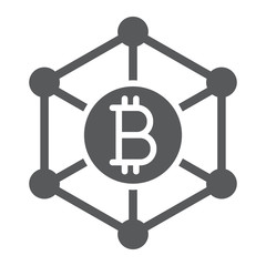 Bitcoin network glyph icon, money and finance, crypto network sign, vector graphics, a solid pattern on a white background, eps 10.