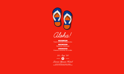 Aloha Party Invitation Design for Event Flip Flops Vector Illustration
