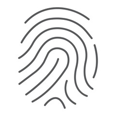 Cryptographic signature thin line icon, security and identity, fingerprint sign, vector graphics, a linear pattern on a white background, eps 10.