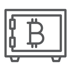 Bitcoin storage line icon, security and money, safe sign, vector graphics, a linear pattern on a white background, eps 10.