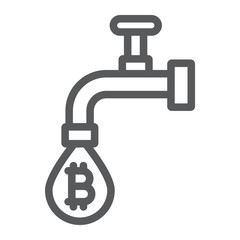 Coin faucet line icon, finance and money, tap with coins sign, vector graphics, a linear pattern on a white background, eps 10.