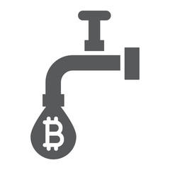 Coin faucet glyph icon, finance and money, tap with coins sign, vector graphics, a solid pattern on a white background, eps 10.