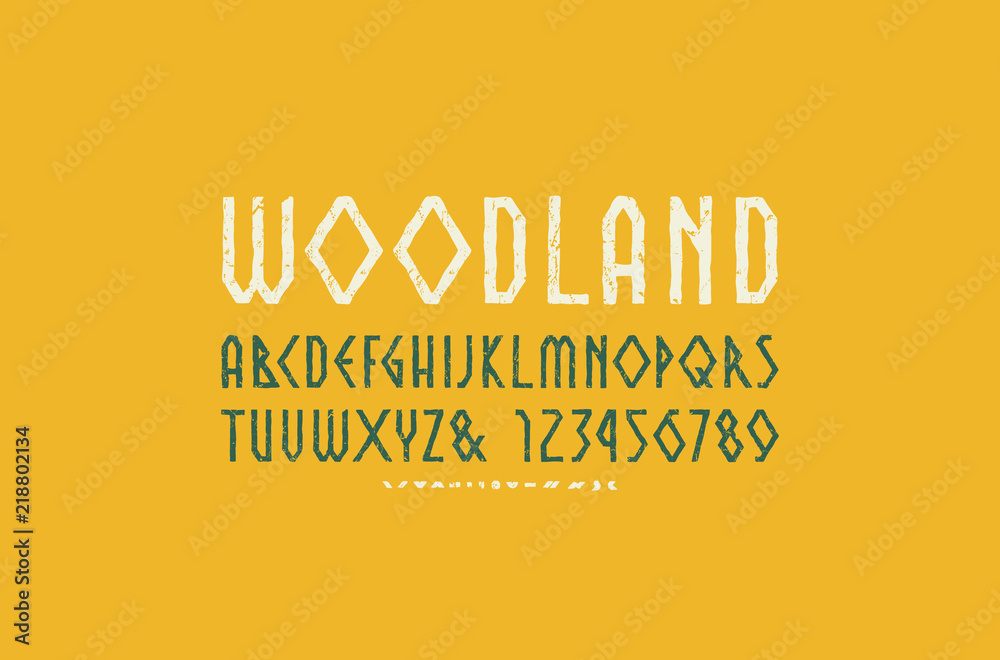 Fototapete decorative geometric sans serif font in the style of handmade graphics