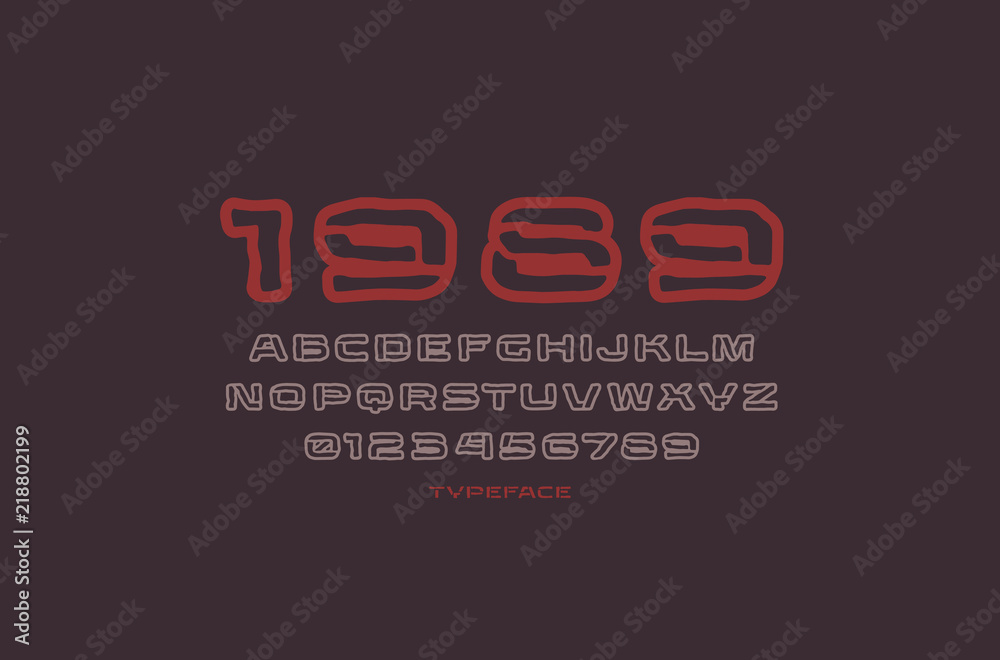 Fototapete hollow extended sans serif font in the style of handmade graphics