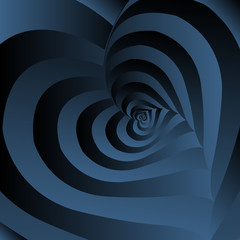 Rotating hearts in deep blue color- valentines day background