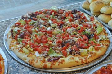 pizza baked food