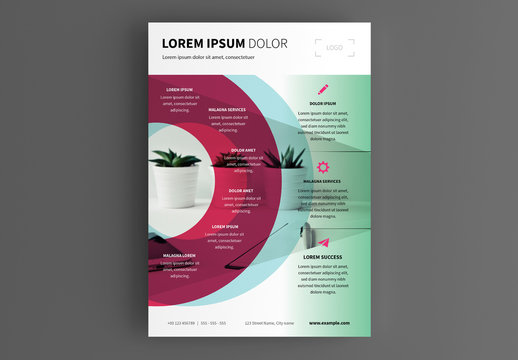 Business Flyer Layout with Circular Color Photo Overlays