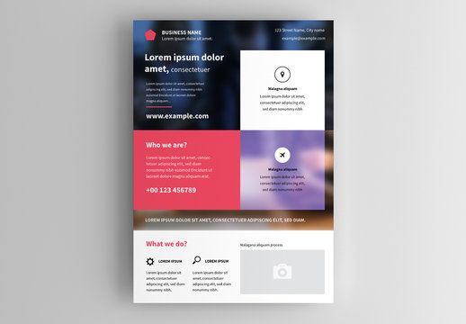 Business Flyer Layout with Magenta Accents