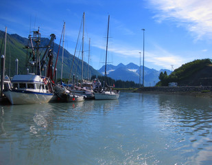 Fototapeta na wymiar Boating out of the Harbor in Alaska
