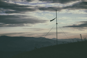 Hills and forest at sunset