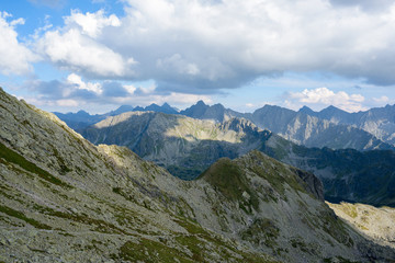 Fototapeta na wymiar Hiking Train in the High Tatra in the Valley of Five Lakes