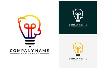 Modern Bulb logo designs concept, Pixel Technology Bulb Idea logo template
