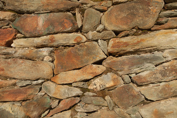 a wall built up with stones