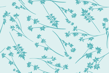Floral Seamless Pattern in Pastel Color Design. Vector Eucalyptus Leaves and Beautiful Blossom Elements. Botanical Summer Background. Floral Seamless Pattern for Wedding Design, Print, Textile, Fabric