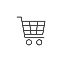 Shopping cart outline icon. linear style sign for mobile concept and web design. Shopping trolley simple line vector icon. Symbol, logo illustration. Pixel perfect vector graphics