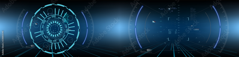 Poster sci-fi futuristic hud dashboard display. vitrual reality technology screen
