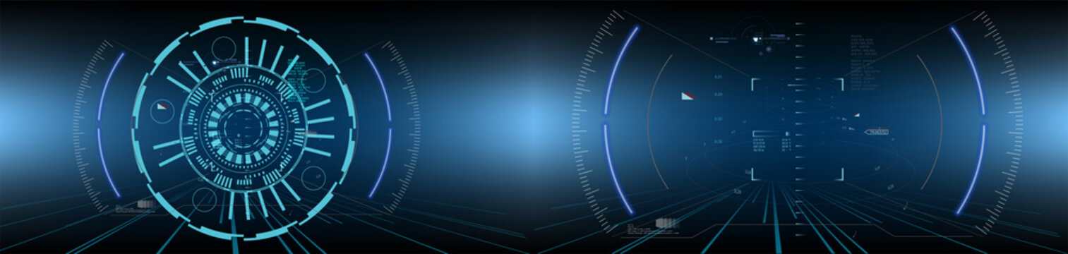 	 Sci-Fi Futuristic HUD Dashboard Display. Vitrual Reality Technology Screen