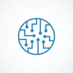 blue circuit board , logo design