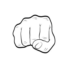Fist punch hand gesture line art outline